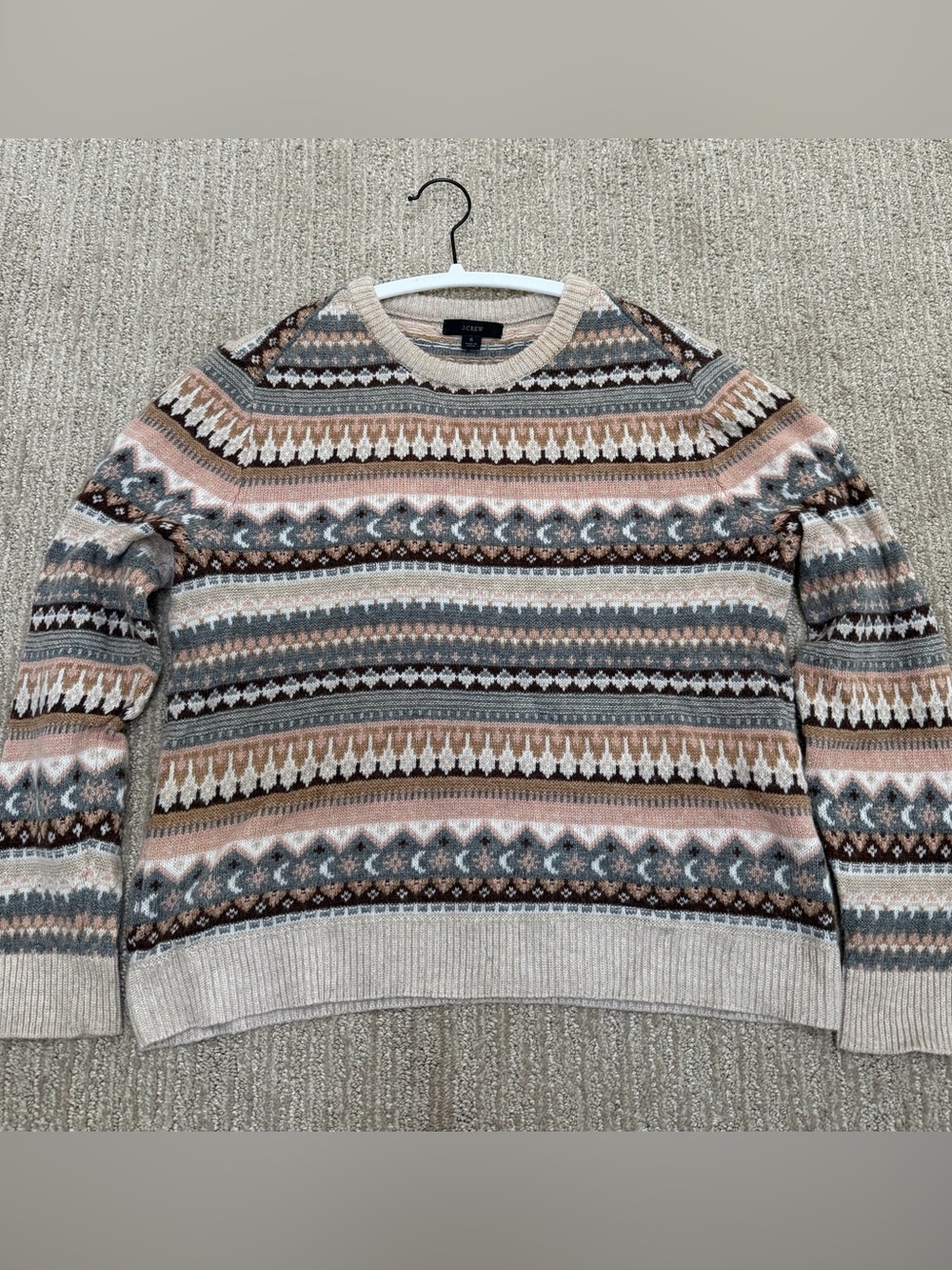 J.Crew Fair Isle Cropped Crewneck Wool Blend Sweater Size S - Picture 2 of 5